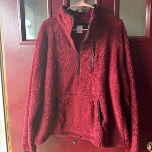 No Boundaries Deep Red Fleece Pullover Jacket